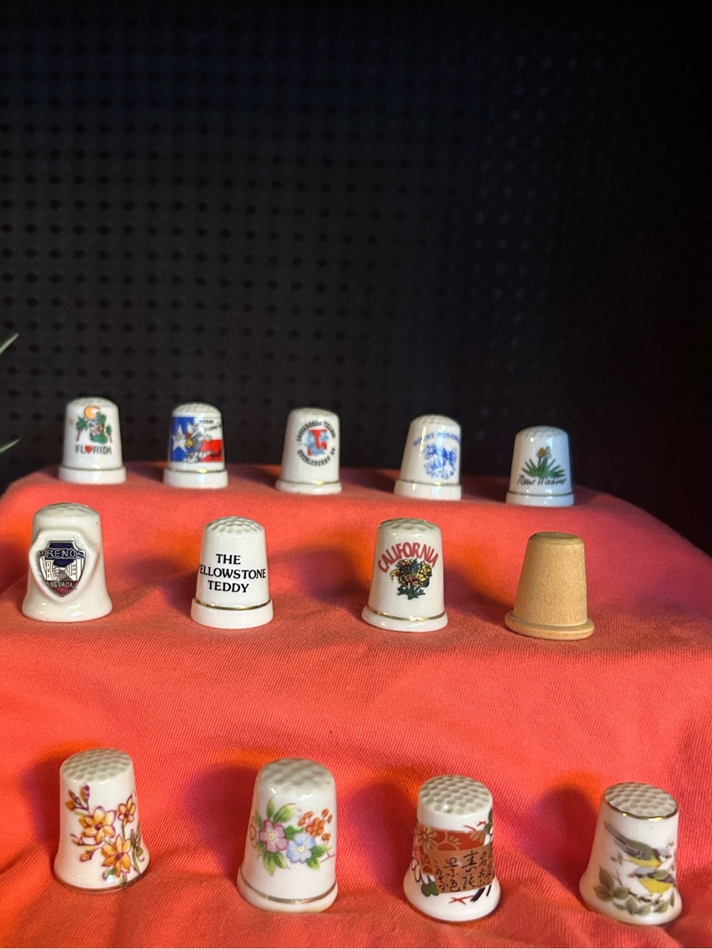Title: Lot of 13 Vintage Souvenir & Floral Porcelain Thimbles